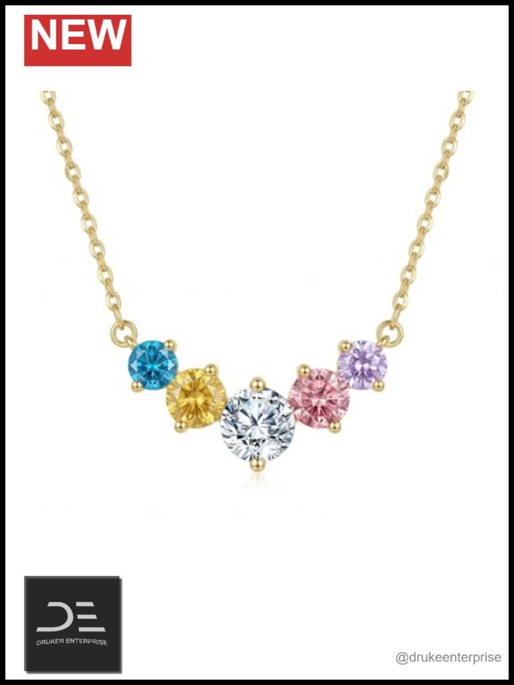 Moissanite Pendant Necklace 925 Sterling Silver 18K Gold Plated